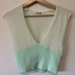 Free People Intimately FP Mint Green Fuzzy Sleeveless Knit Top- Small